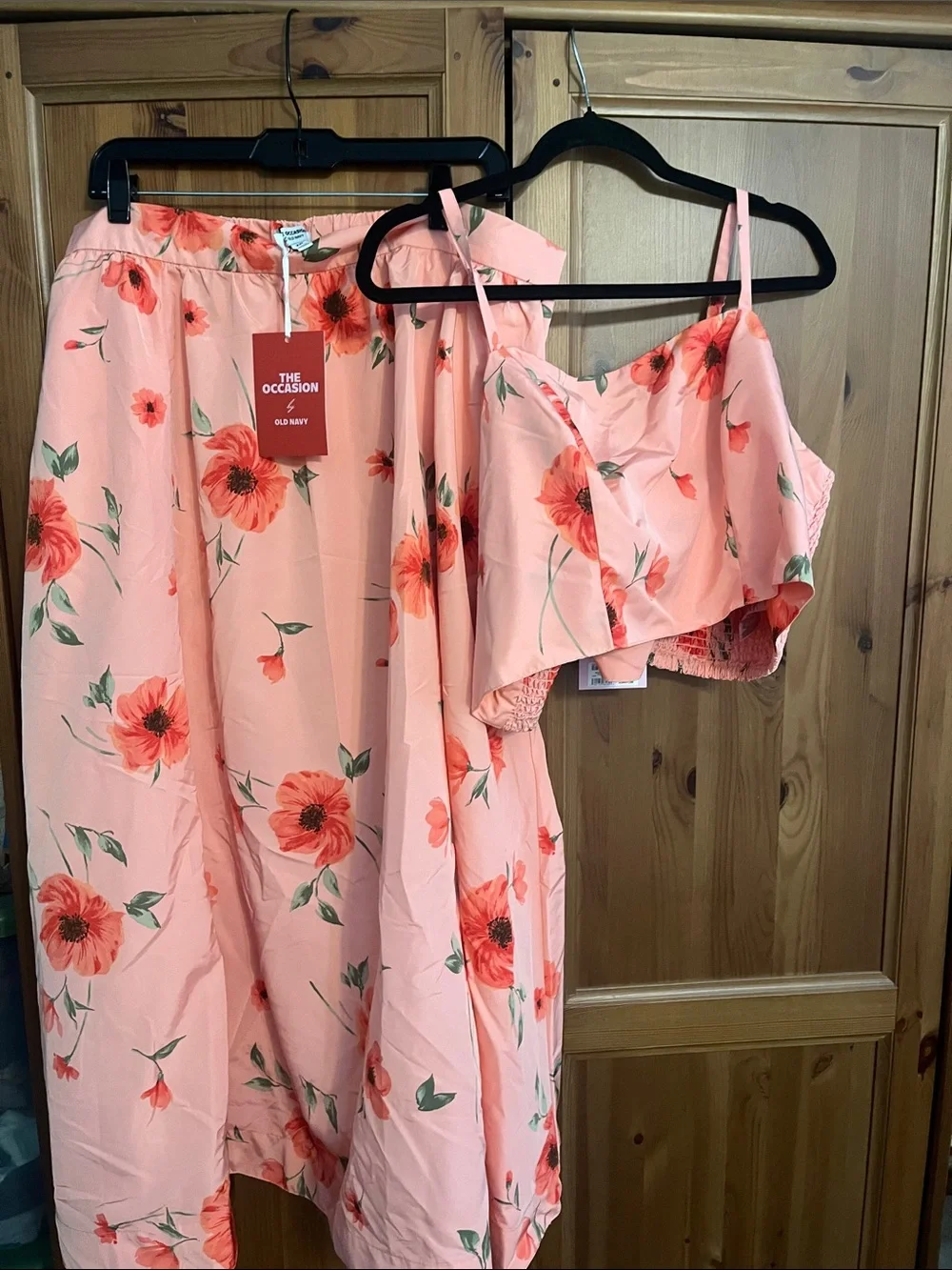 Old Navy Coral Floral Ruffle Cami & Skirt Set